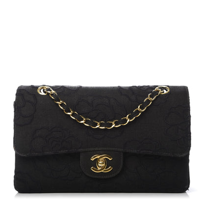 Chanel Canvas Camellia Embroidered Medium Double Flap Black 1 of 13