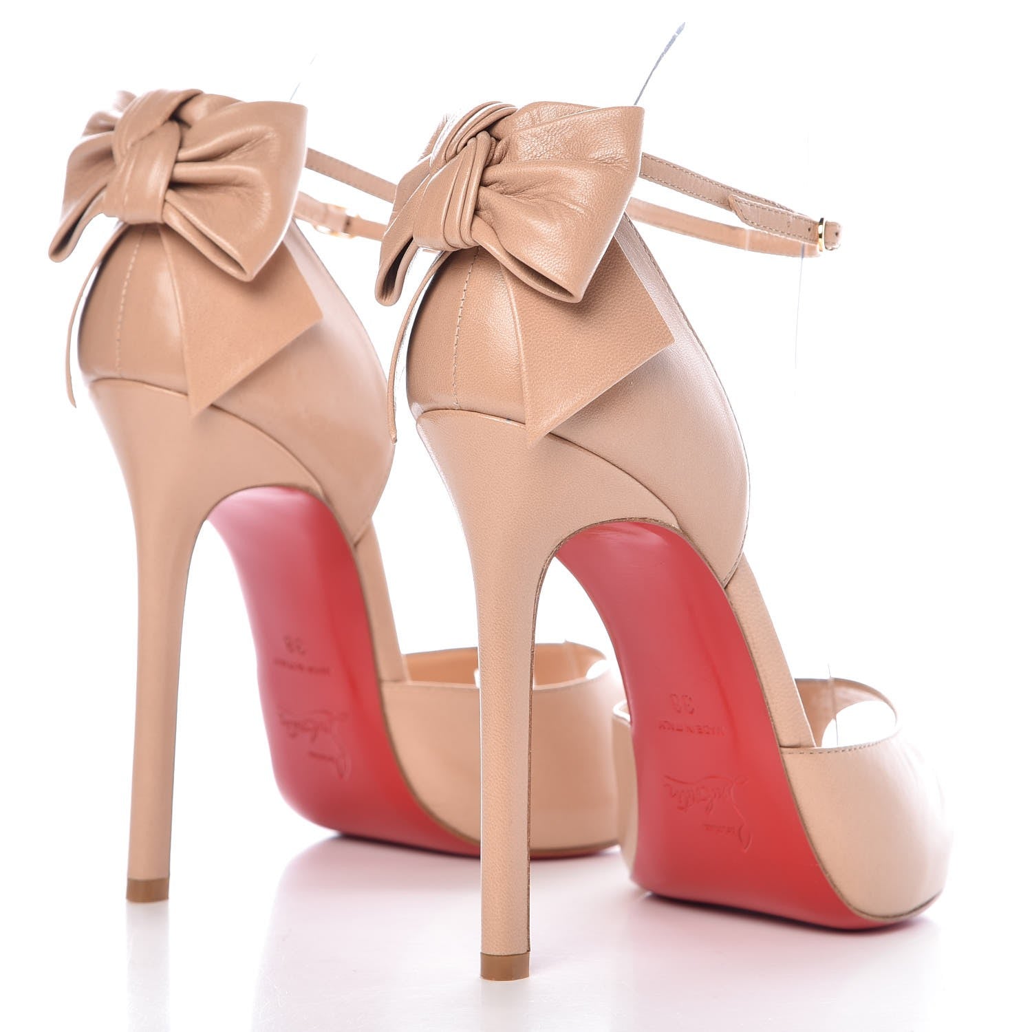 Christian Louboutin Kid Dos Noeud Bow 120 Pumps 38 Nude 4 of 7