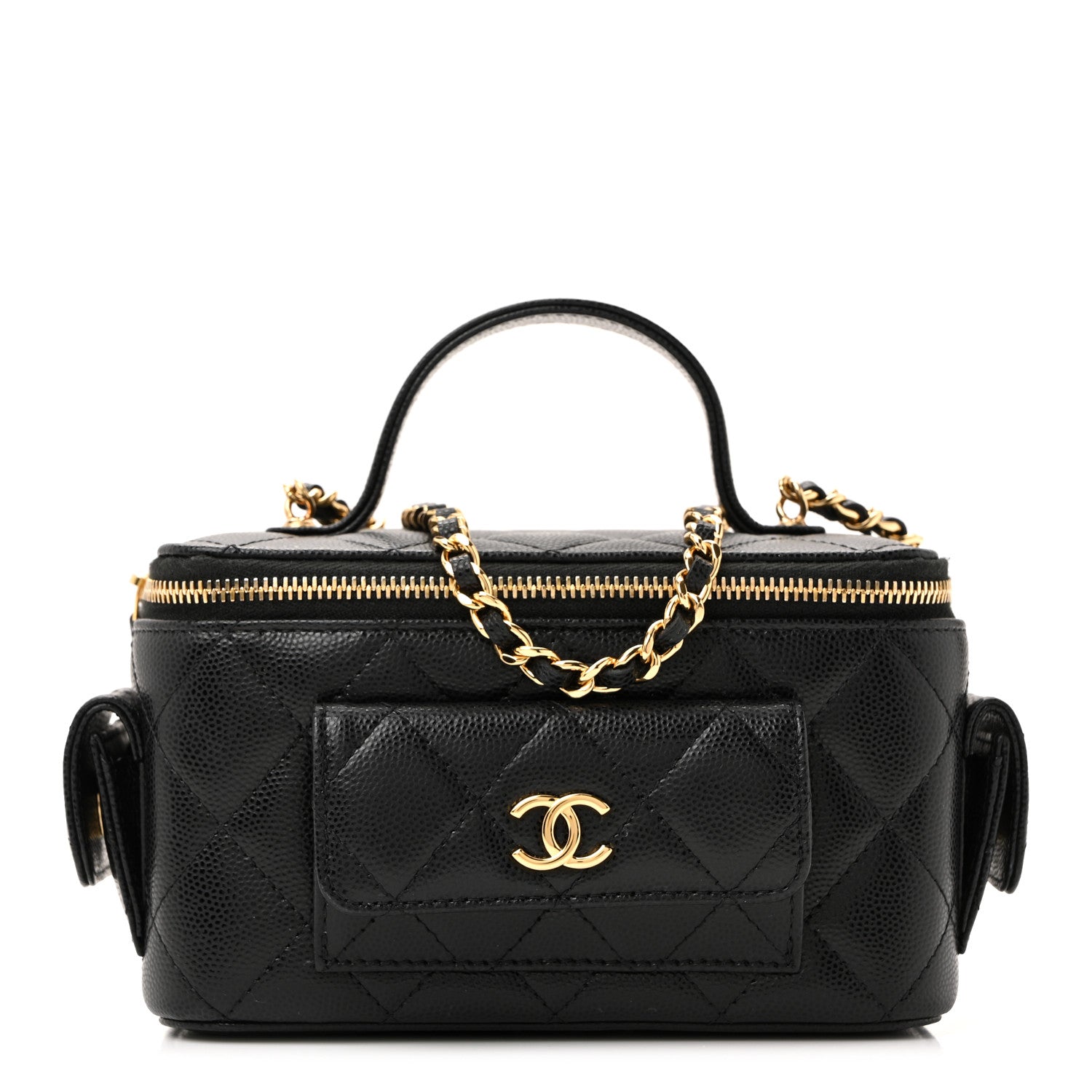 Chanel Caviar Quilted Polly Pocket East West Top Vanity With Chain Black 2 of 40