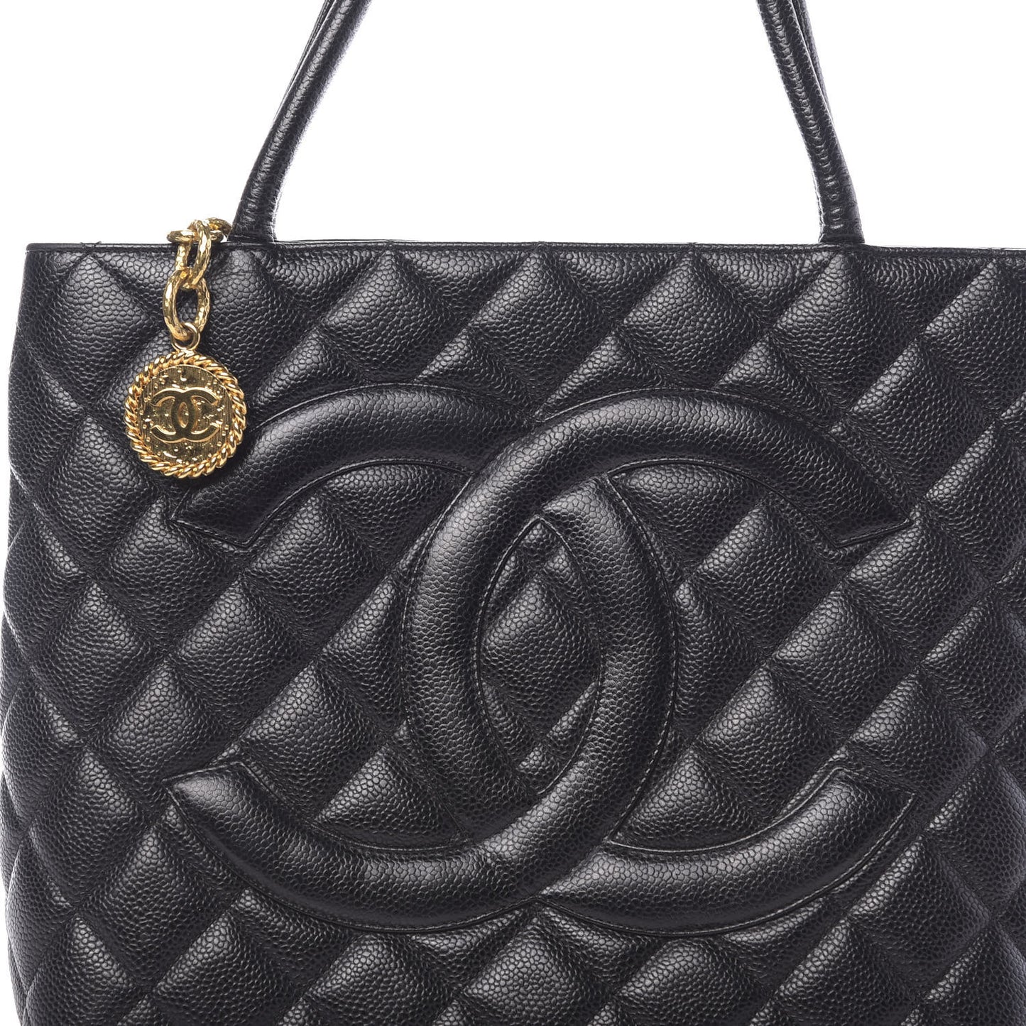 Caviar Quilted Medallion Tote Black
