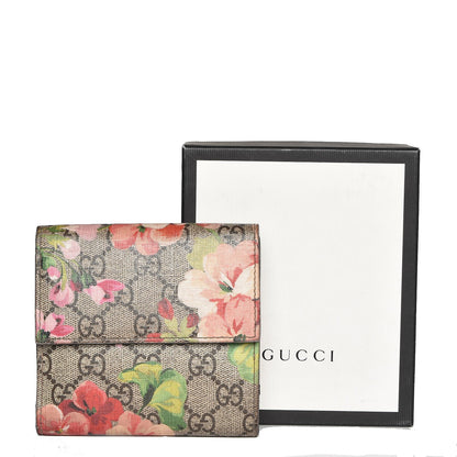 Gucci GG Supreme Monogram Blooms French Flap Wallet Beige Multicolor Dry Rose 10 of 10