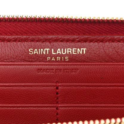 Saint Laurent Patent Calfskin Matelasse Monogram Vicky Zip Around Wallet Red 6 of 9