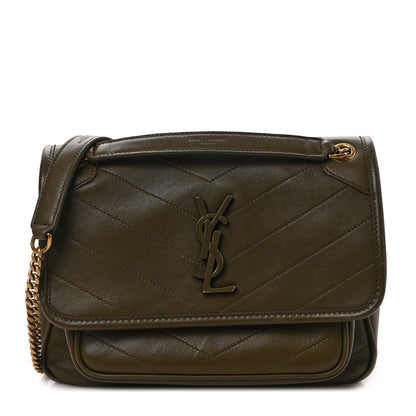 Saint Laurent Lambskin Matelasse Monogram Baby Niki Chain Satchel Seawood 1 of 8