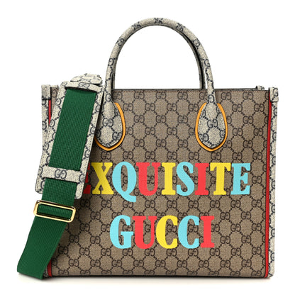 Gucci GG Supreme Monogram Exquisite Small Tote Beige Ebony Blue Crop Live Red 1 of 11