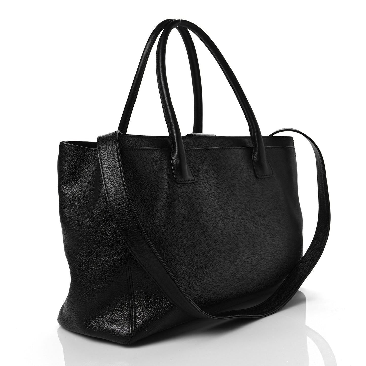 Calfskin Cerf Executive Shopper Tote Black