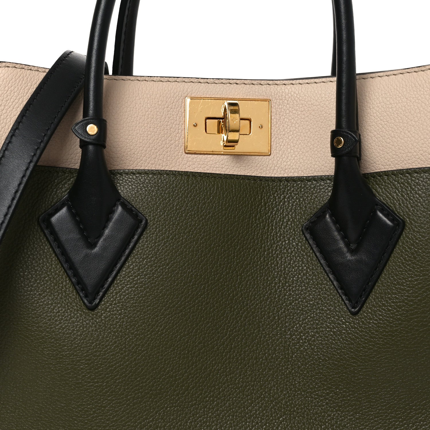 Louis Vuitton Calfskin Monogram On My Side MM Laurier Green Toffee Latte Beige 7 of 9