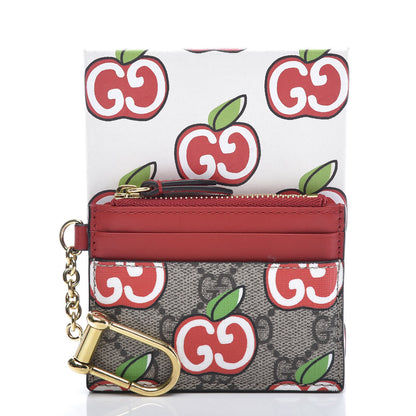 Gucci GG Supreme Monogram Apple Key Coin Case Card Holder Beige Multicolor Lobster Red 9 of 9