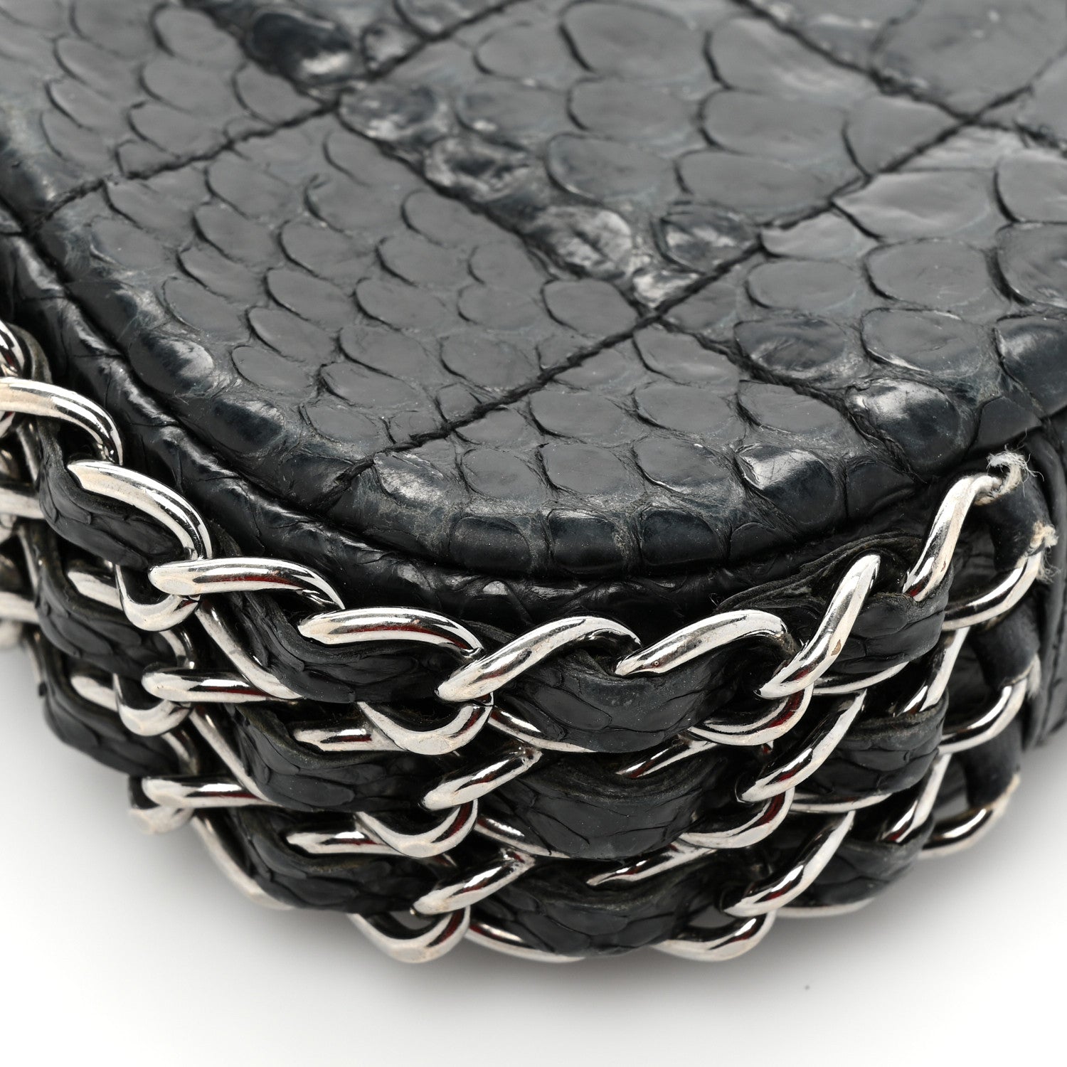 Chanel Snakeskin 3 Chain Flap Black 16 of 19
