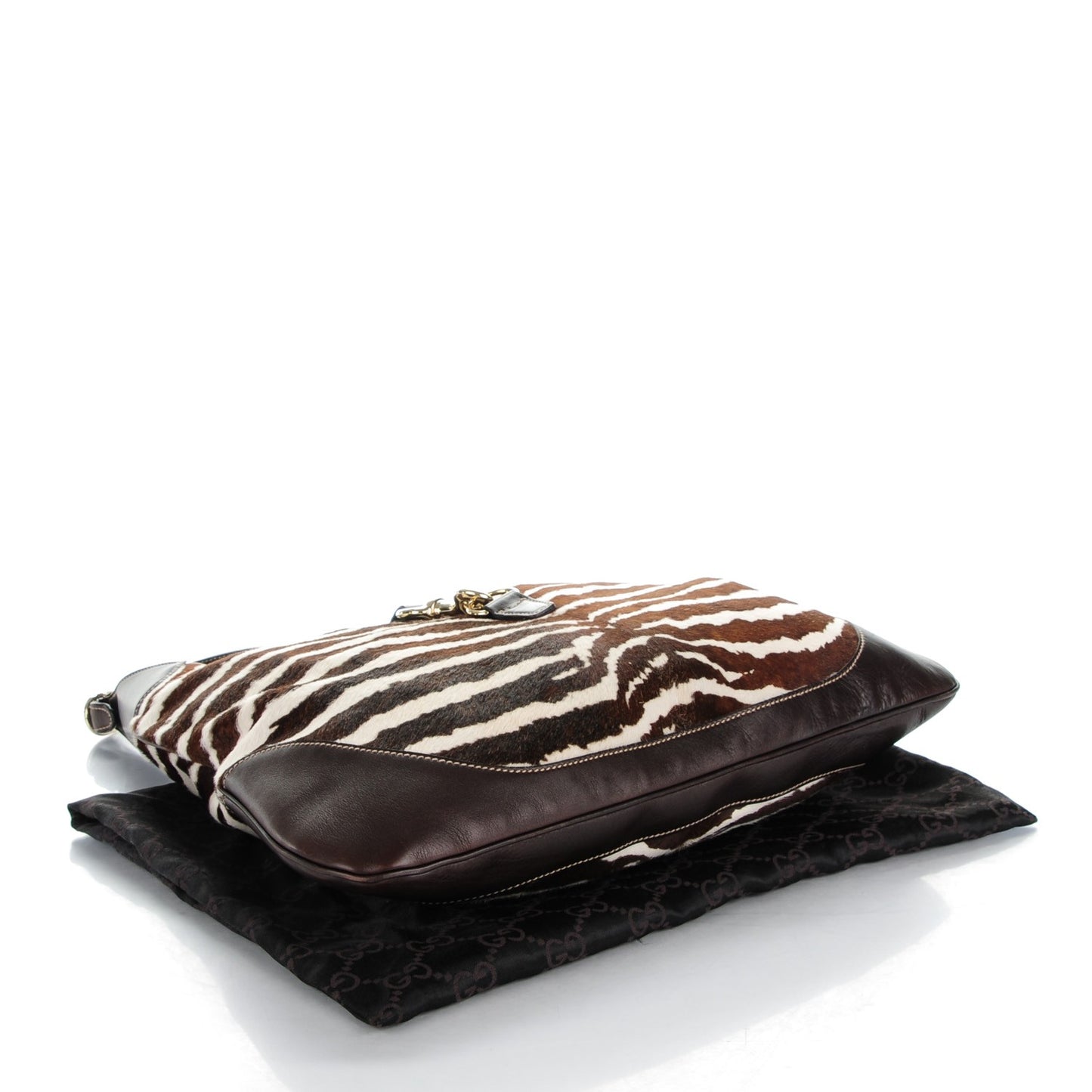 Pony Hair Zebra Print Large Jackie O Bouvier Hobo Brown