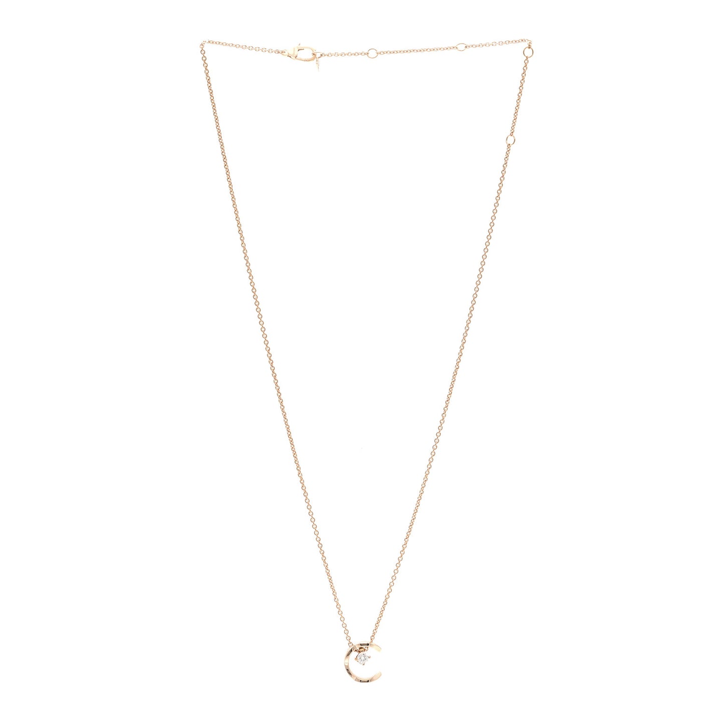 18K Beige Gold Diamond Coco Crush C Necklace
