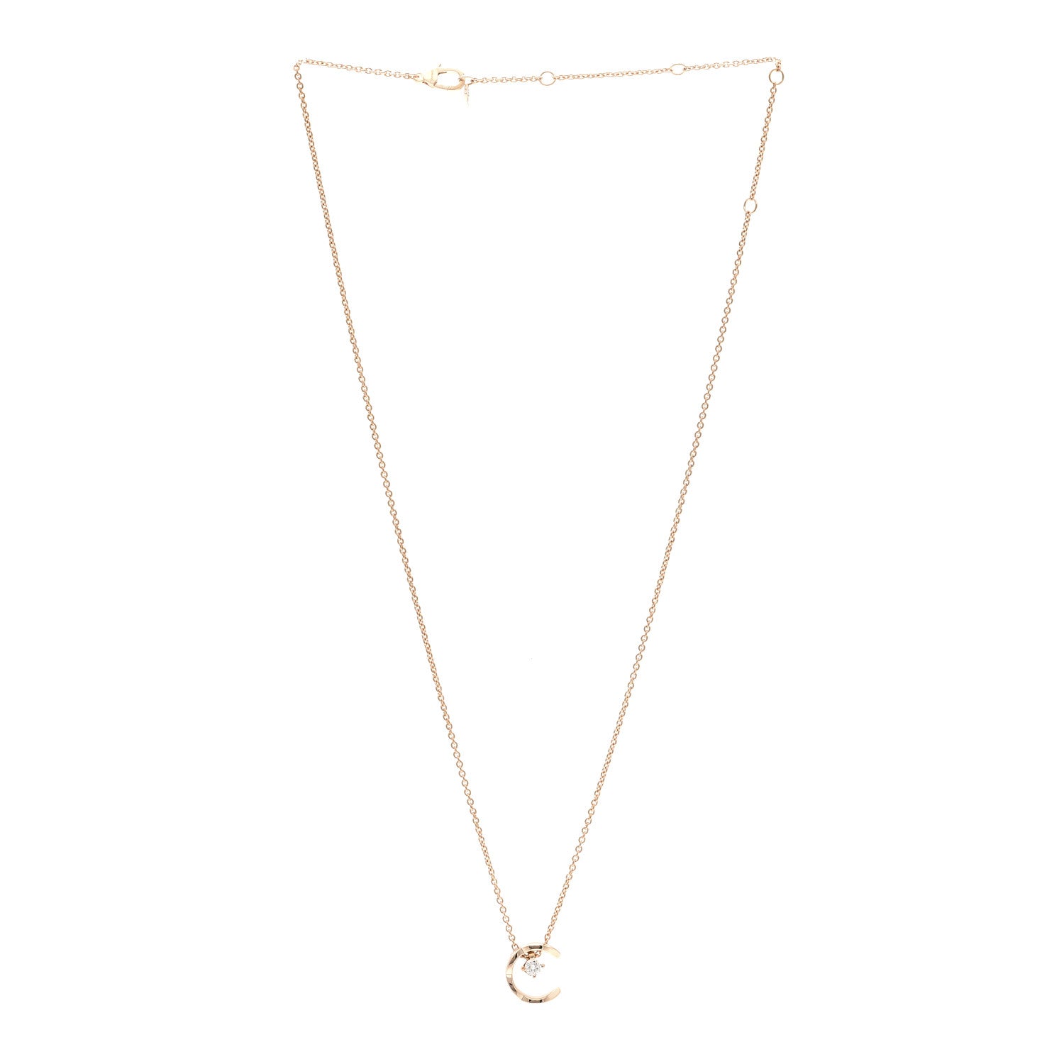 Chanel 18K Beige Gold Diamond Coco Crush C Necklace 3 of 5