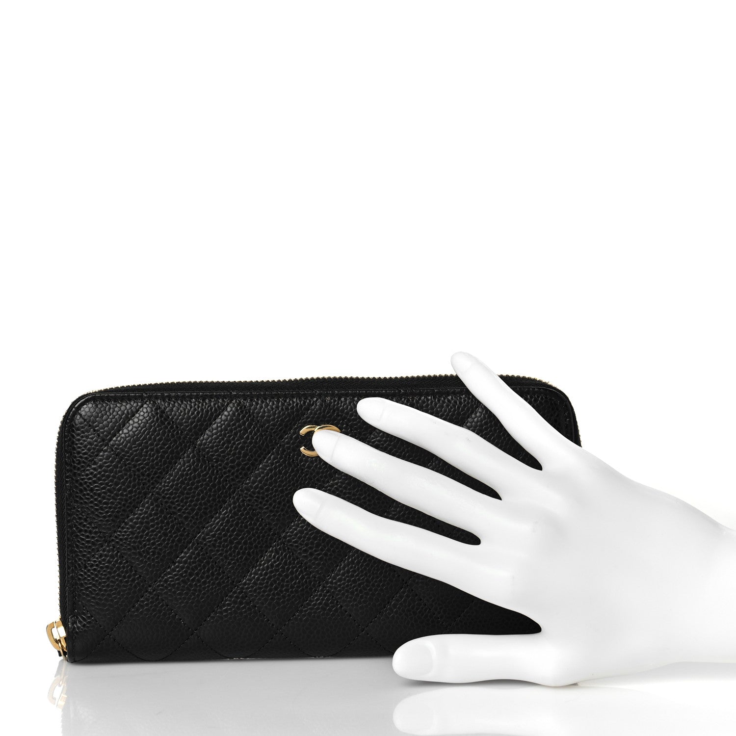 Chanel Caviar Quilted Large Gusset Zip Around Wallet Black 2 of 9