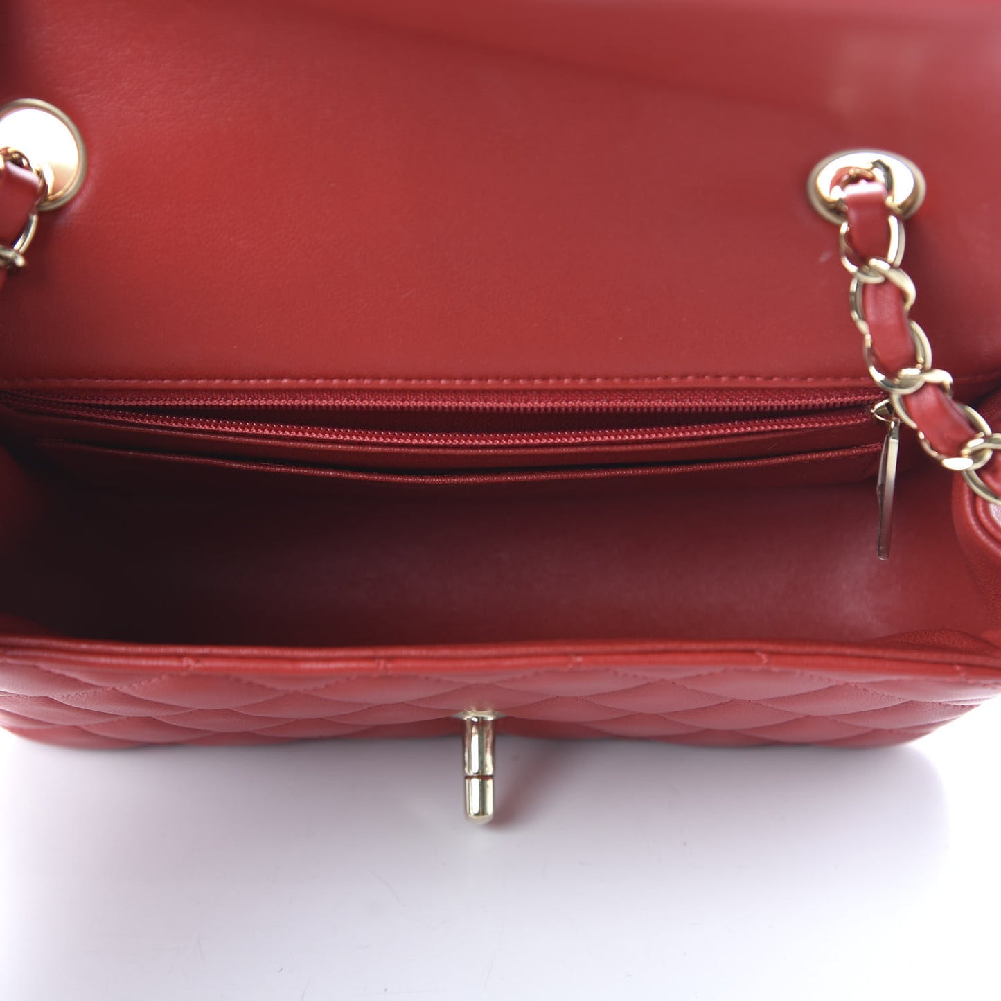Lambskin Quilted Mini Rectangular Flap Red