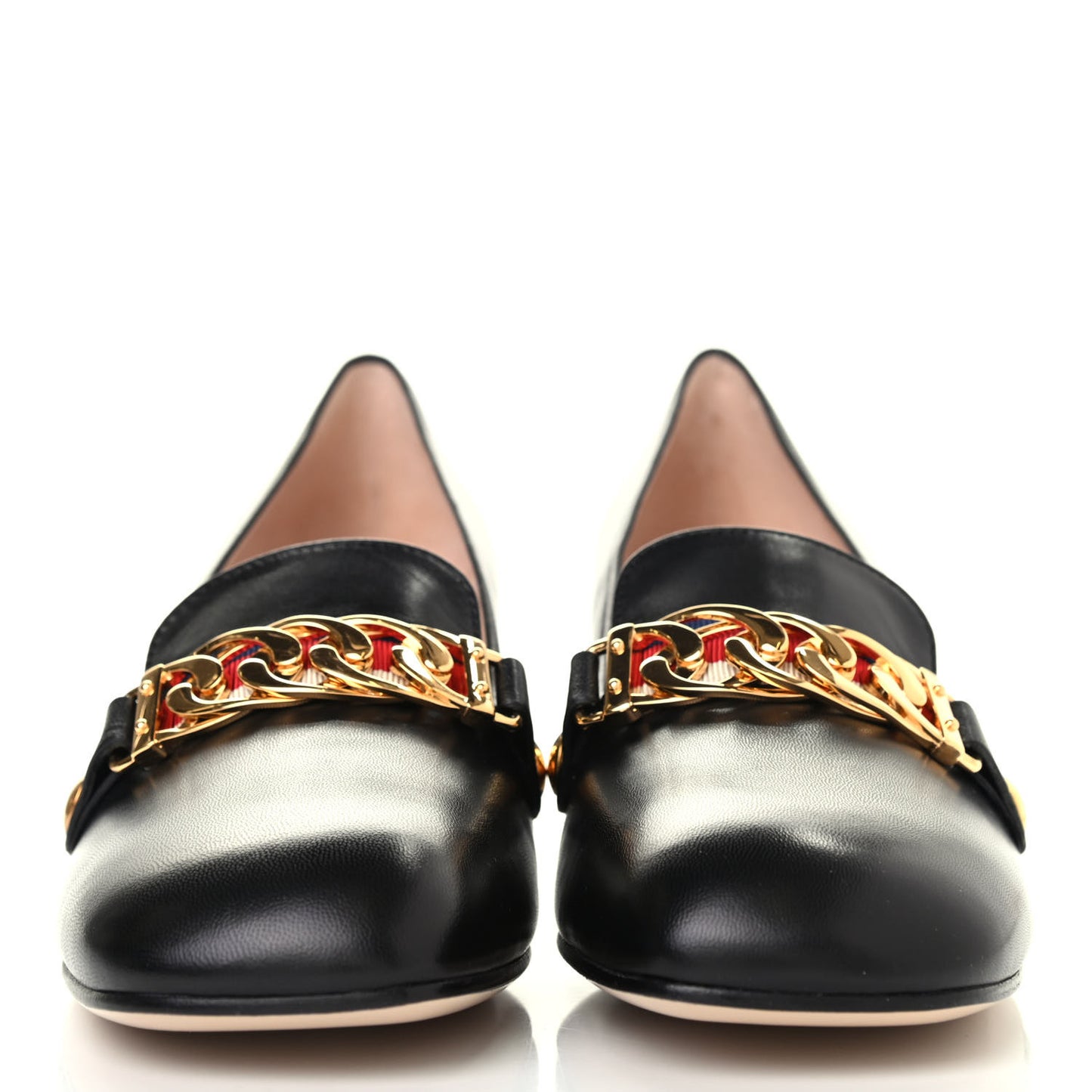 Malaga Kid Sylvie Web Chain Mid Heel Loafers 37 Black