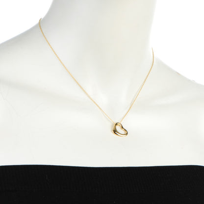 Tiffany 18K Yellow Gold 16mm Elsa Peretti Open Heart Pendant Necklace 2 of 7