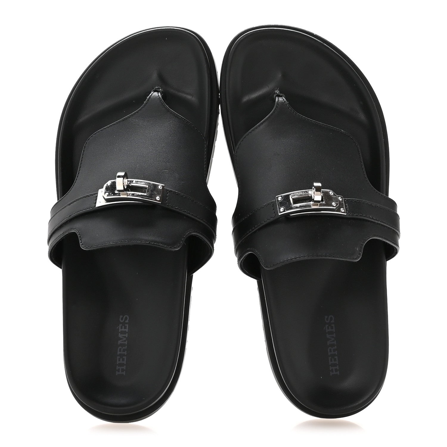 Hermes Calfskin Womens Empire Sandals 36.5 Black 2 of 9