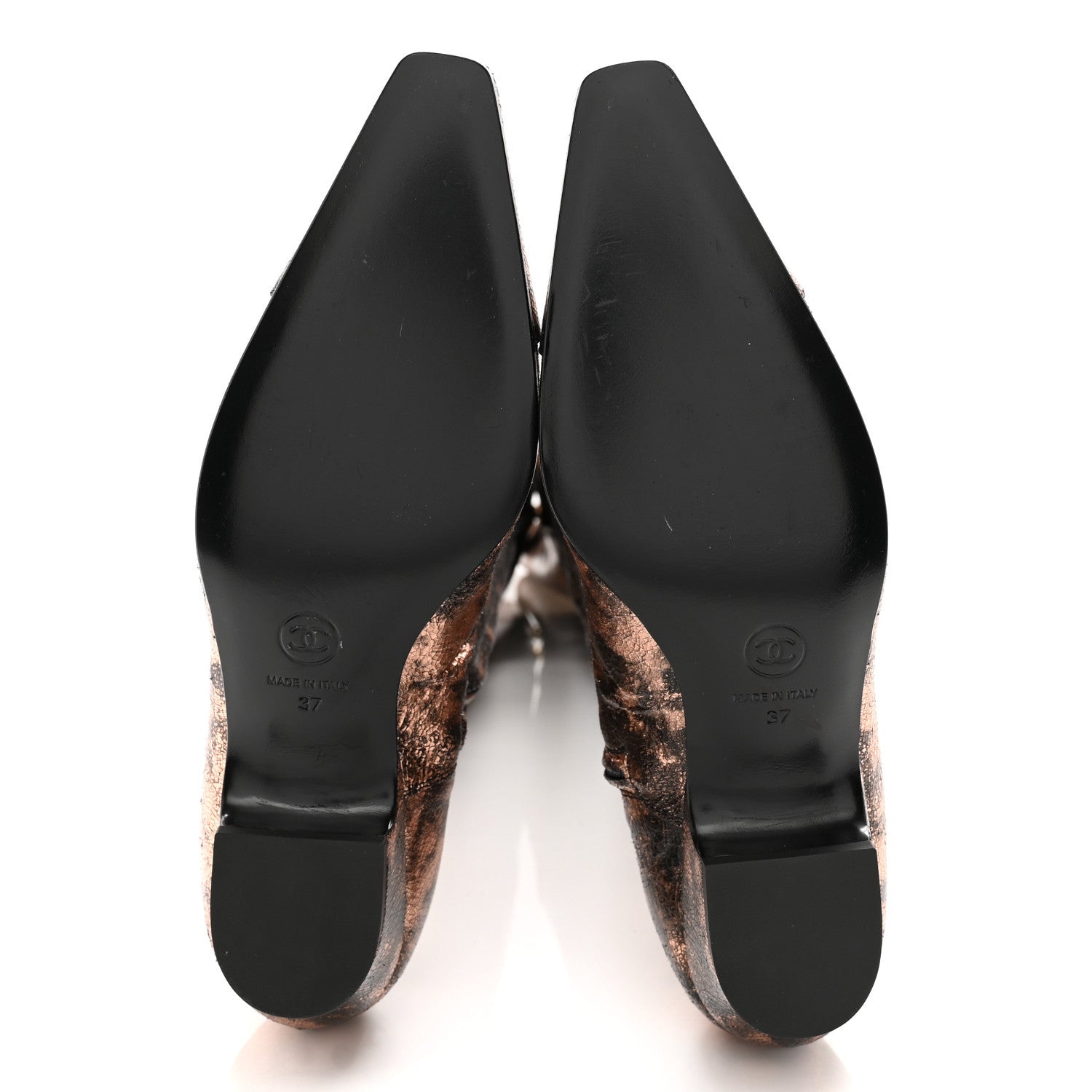 Chanel Laminated Goatskin Over the Knee Boots 37 Bronze 5 of 10