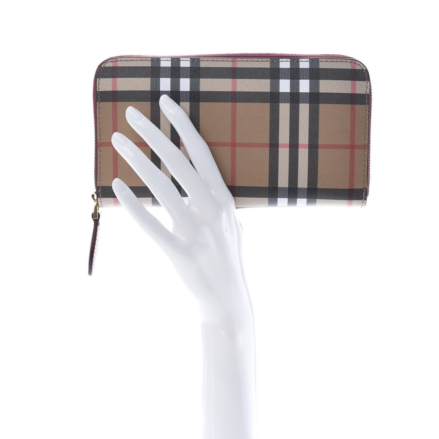 Vintage Check Elmore Zip Around Wallet Crimson