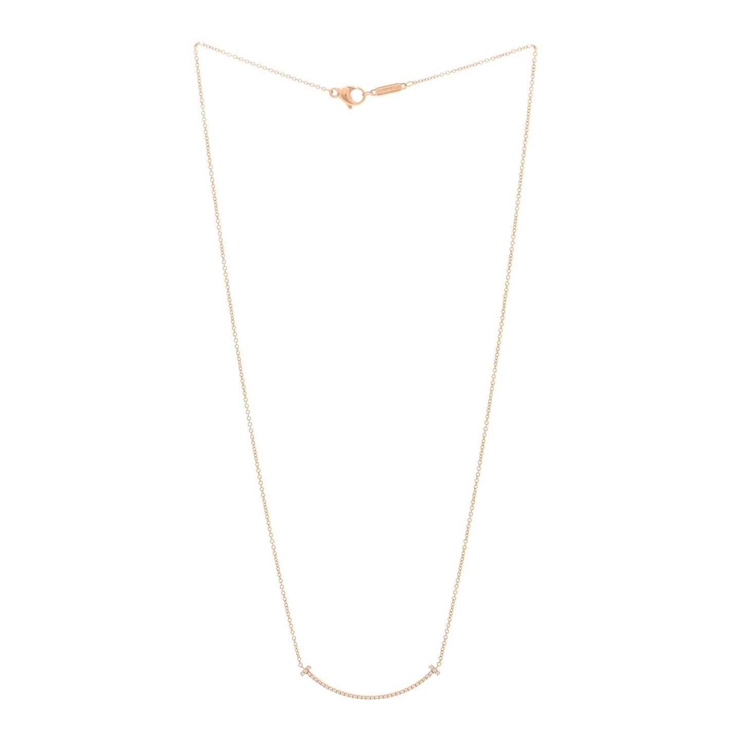 18K Rose Gold Diamond Small T Smile Pendant Necklace