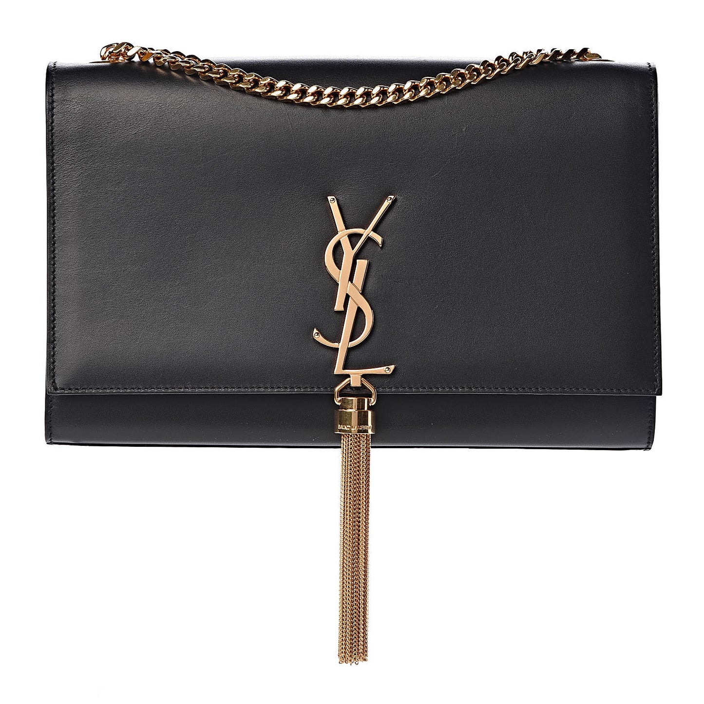 Smooth Calfskin Medium Classic Monogram Kate Tassel Satchel Black