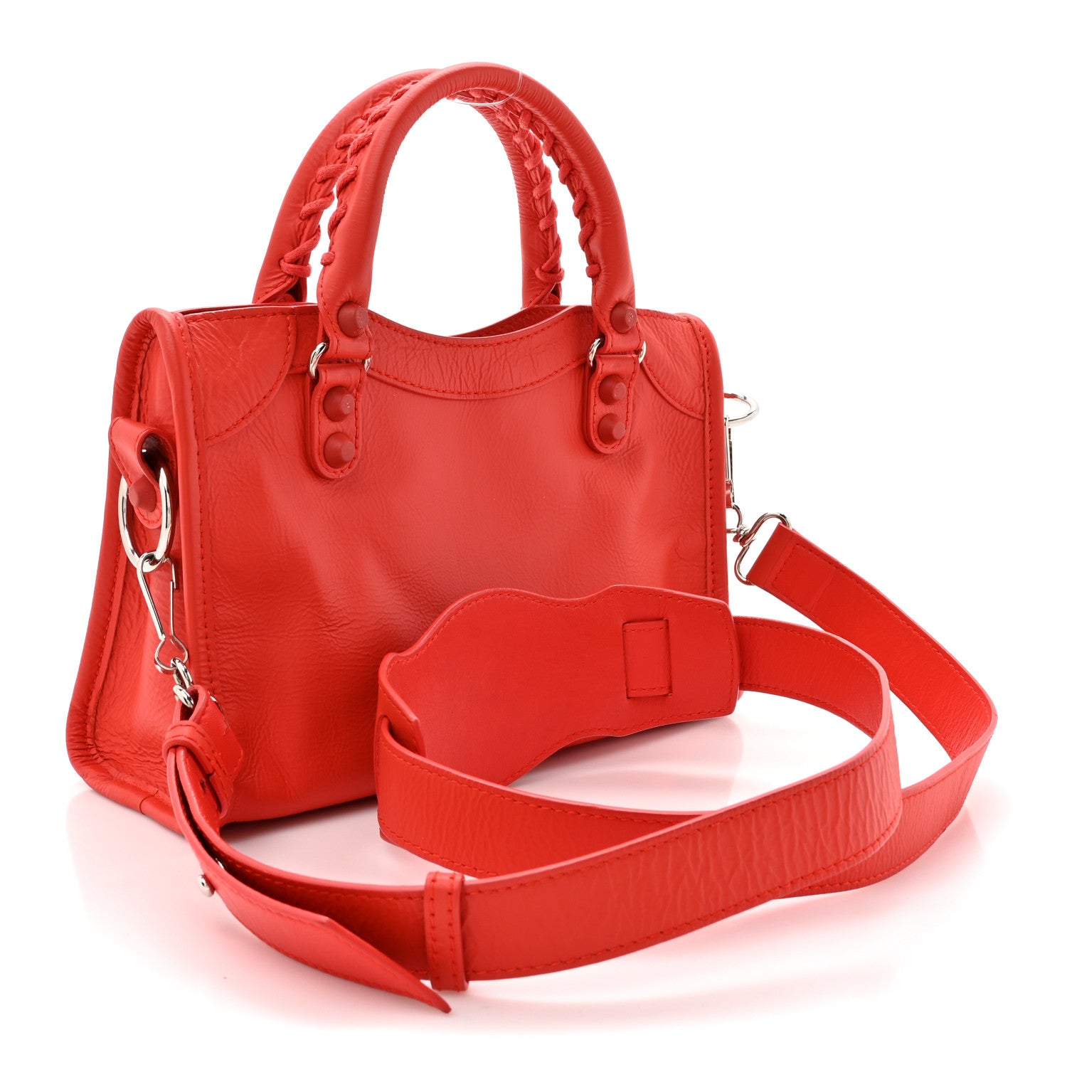 Balenciaga Matte Goatskin Rubber Covered Classic Hardware Mini City Rouge Coquelicot Rouge Braise 3 of 12