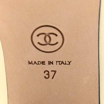 Chanel Patent Calfskin Cap Toe Pumps 37 Beige Black 6 of 10