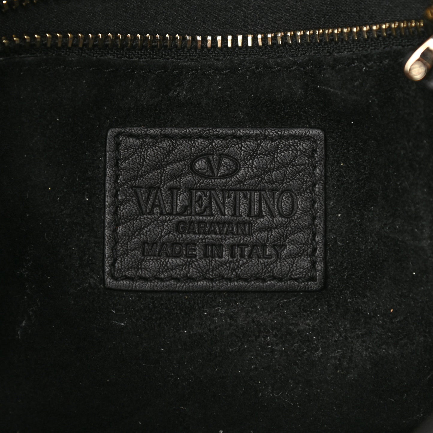 Grained Calfskin Rockstud Bucket Bag Black