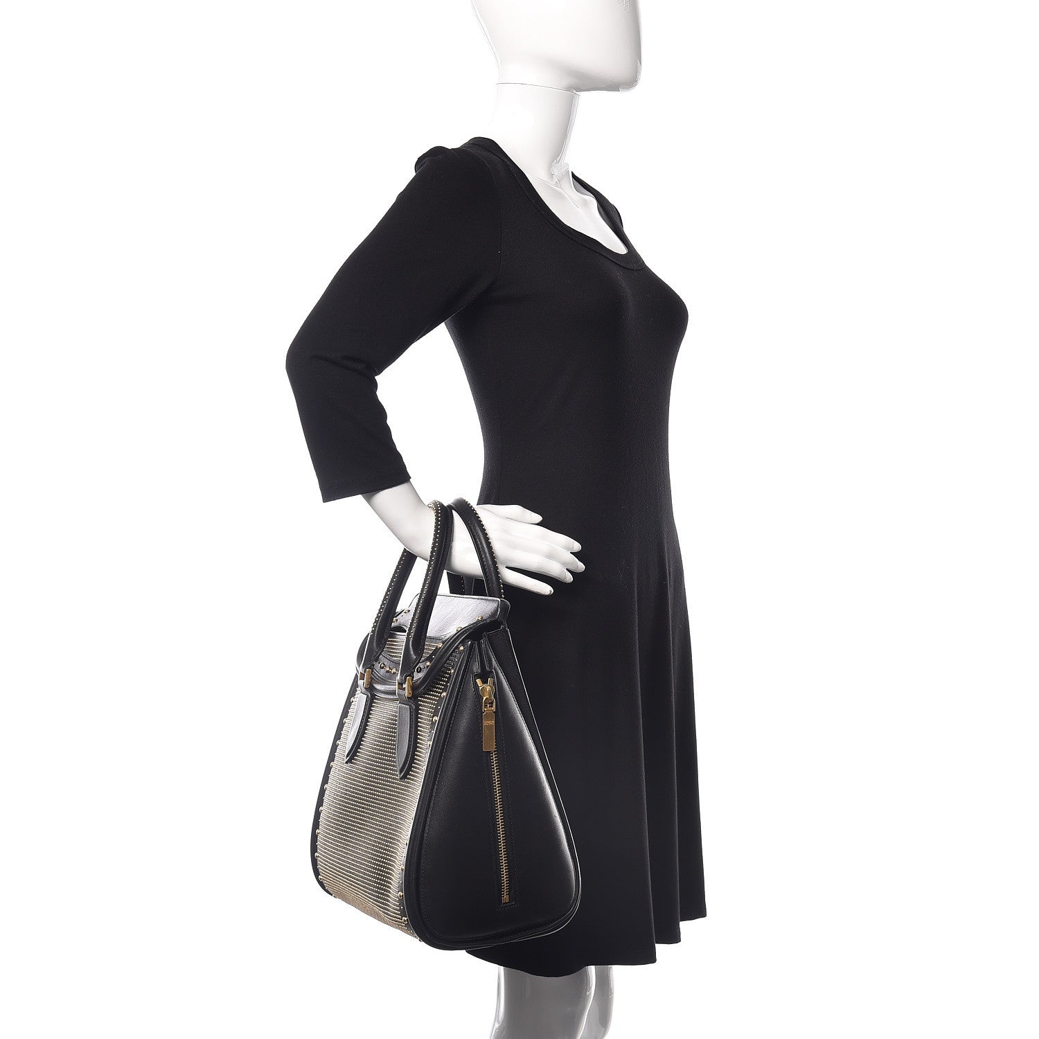 Alexander McQueen Calfskin Studded Large Heroine Black 2 of 24