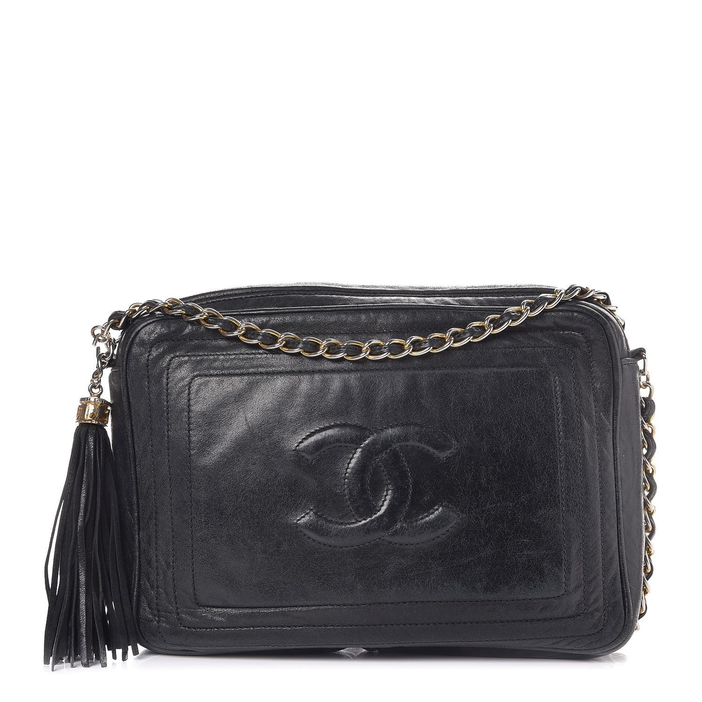 Lambskin Tassel Camera Case Black