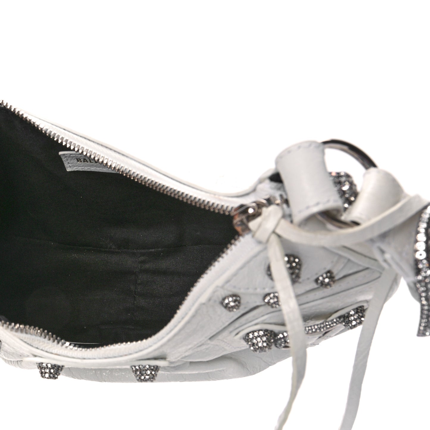 Agneau Arena Crystal Le Cagole Shoulder Bag XS Optic White