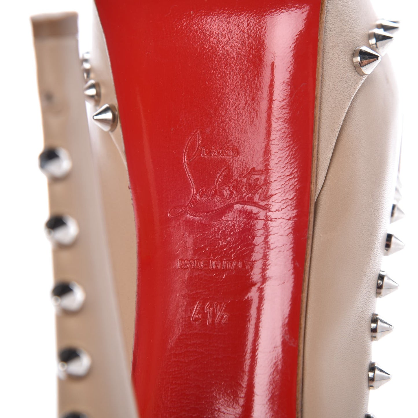 Calfskin Lady Clou Spikes VIP 150 Pumps 41.5 Beige