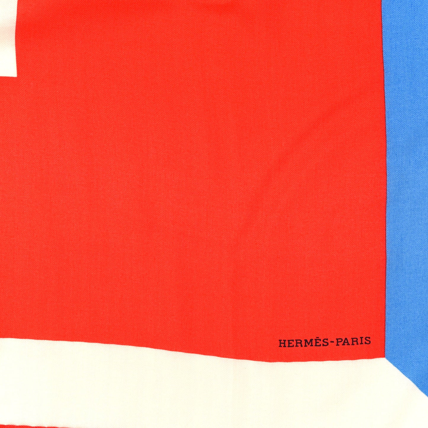 Cashmere Silk Encadre H Passant Giant Scarf 140 Rouge Bleu White