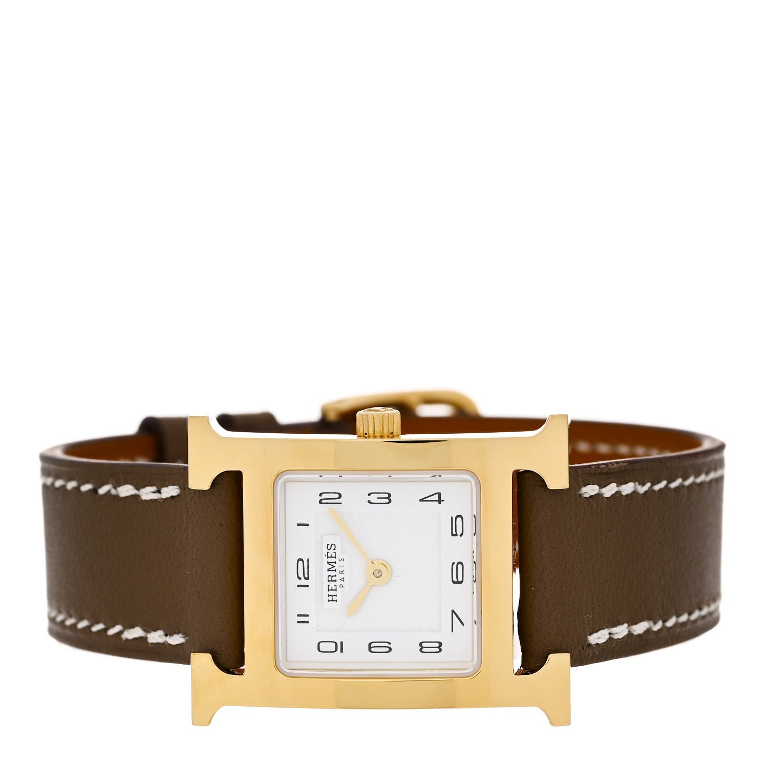 Hermes Stainless Steel Swift 21mm Heure H Hour Quartz Watch Etoupe 2 of 4
