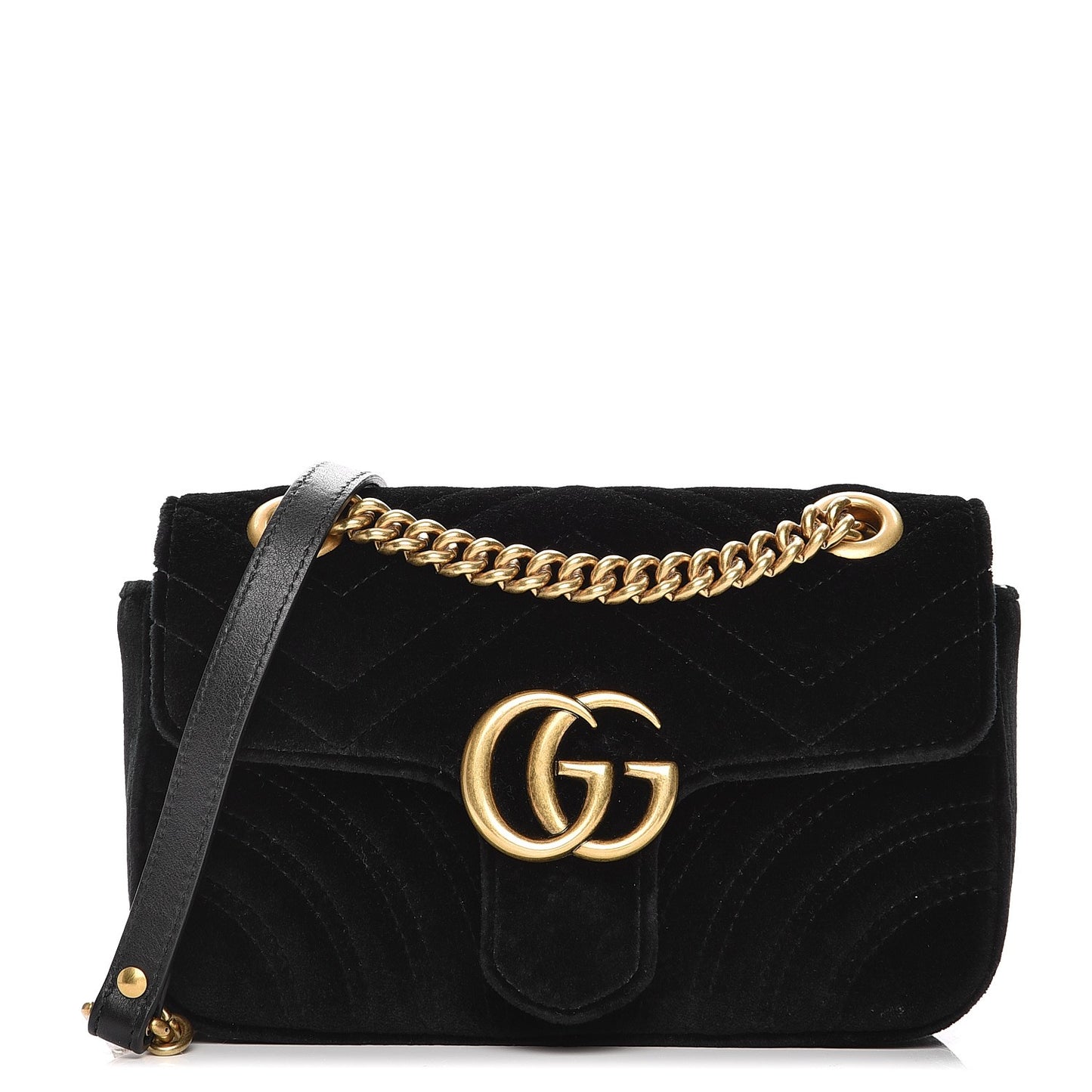 Velvet Matelasse Mini GG Marmont Shoulder Bag Black