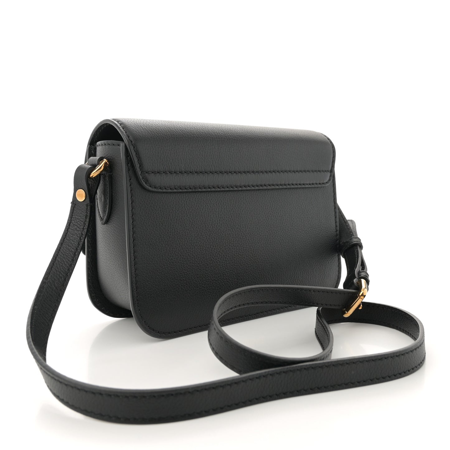 Grained Calfskin La Medusa Flap Shoulder Bag  Black