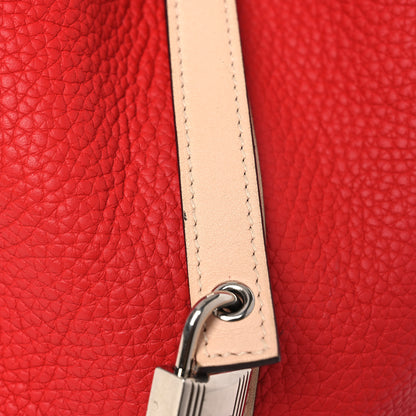 Hermes Taurillon Clemence Swift Eclat Picotin Lock 22 MM Rouge Tomate Rose Eglantine 11 of 13