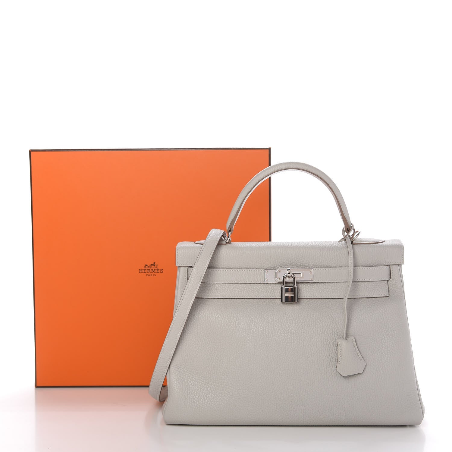 Hermes Taurillon Clemence Kelly Retourne 32 Gris Perle 11 of 11