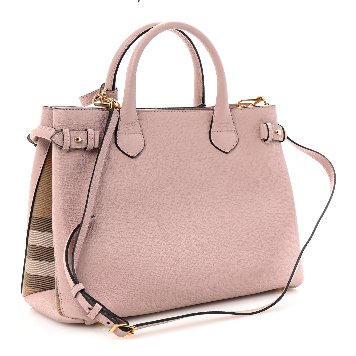 Burberry Derby Calfskin House Check Medium Banner Tote Pale Orchid 3 of 9