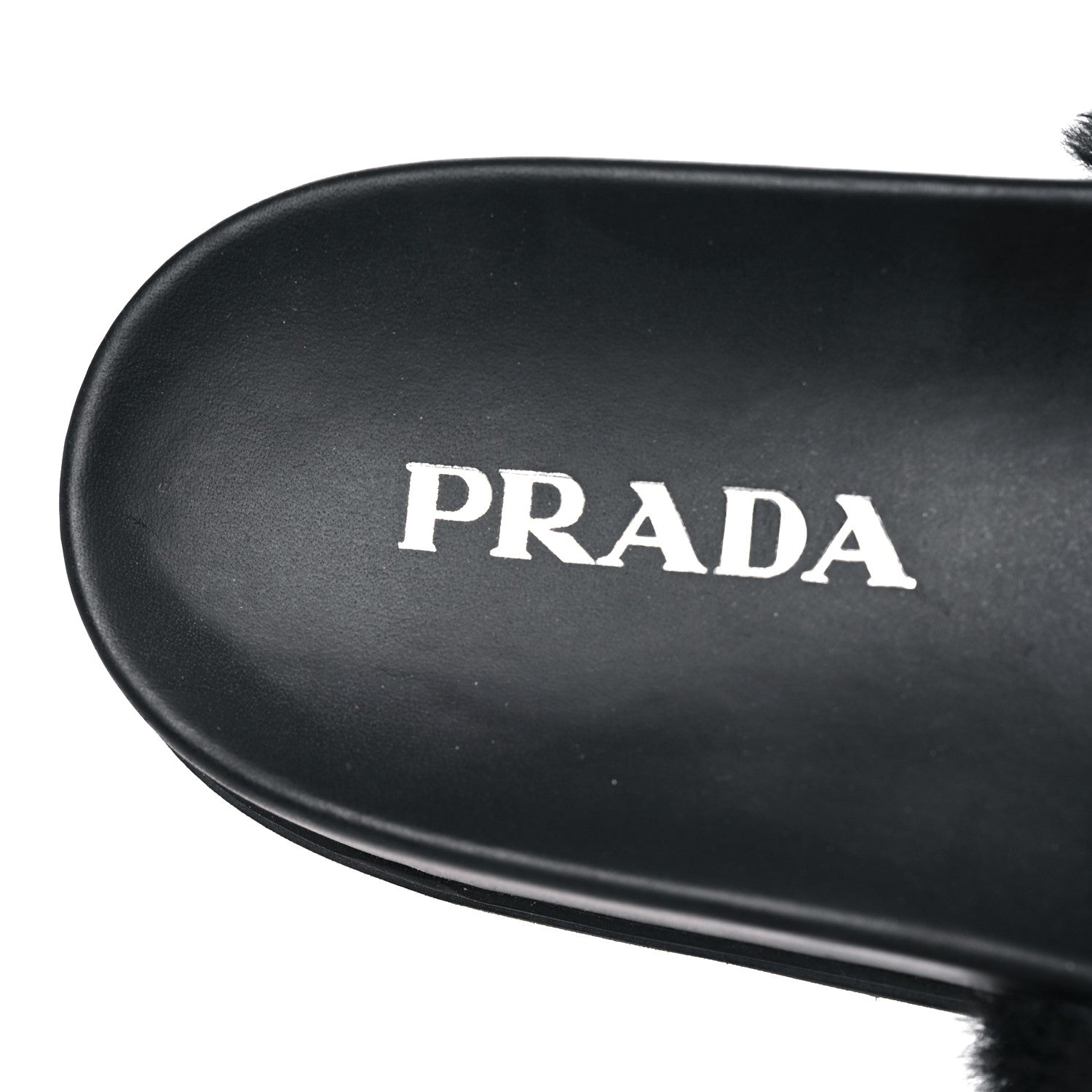 Prada Montone Metal Triangle Logo Lug Sole 20mm Slide Sandals 39 Black 7 of 8