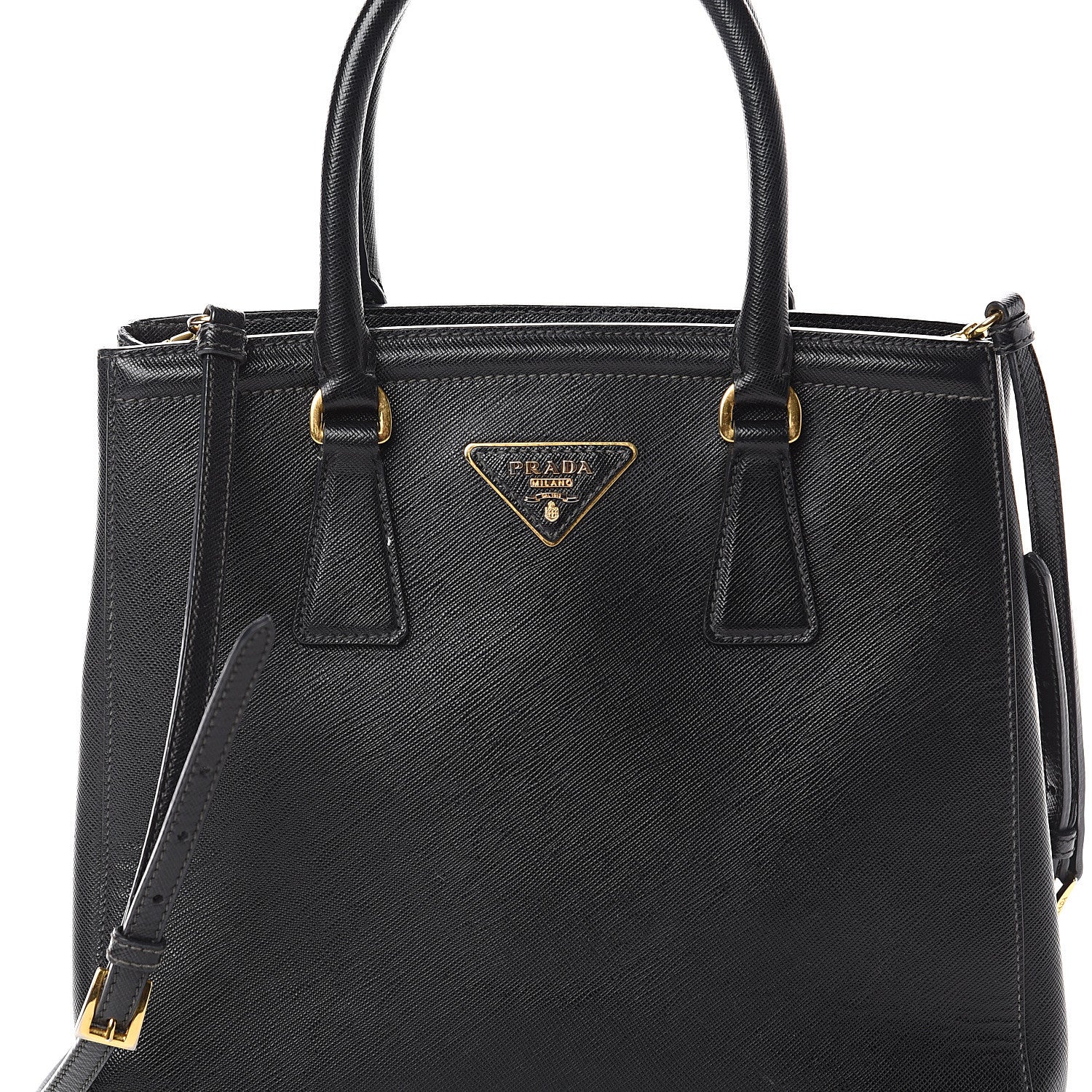Prada Saffiano Lux Small Parabole Tote Black 6 of 8