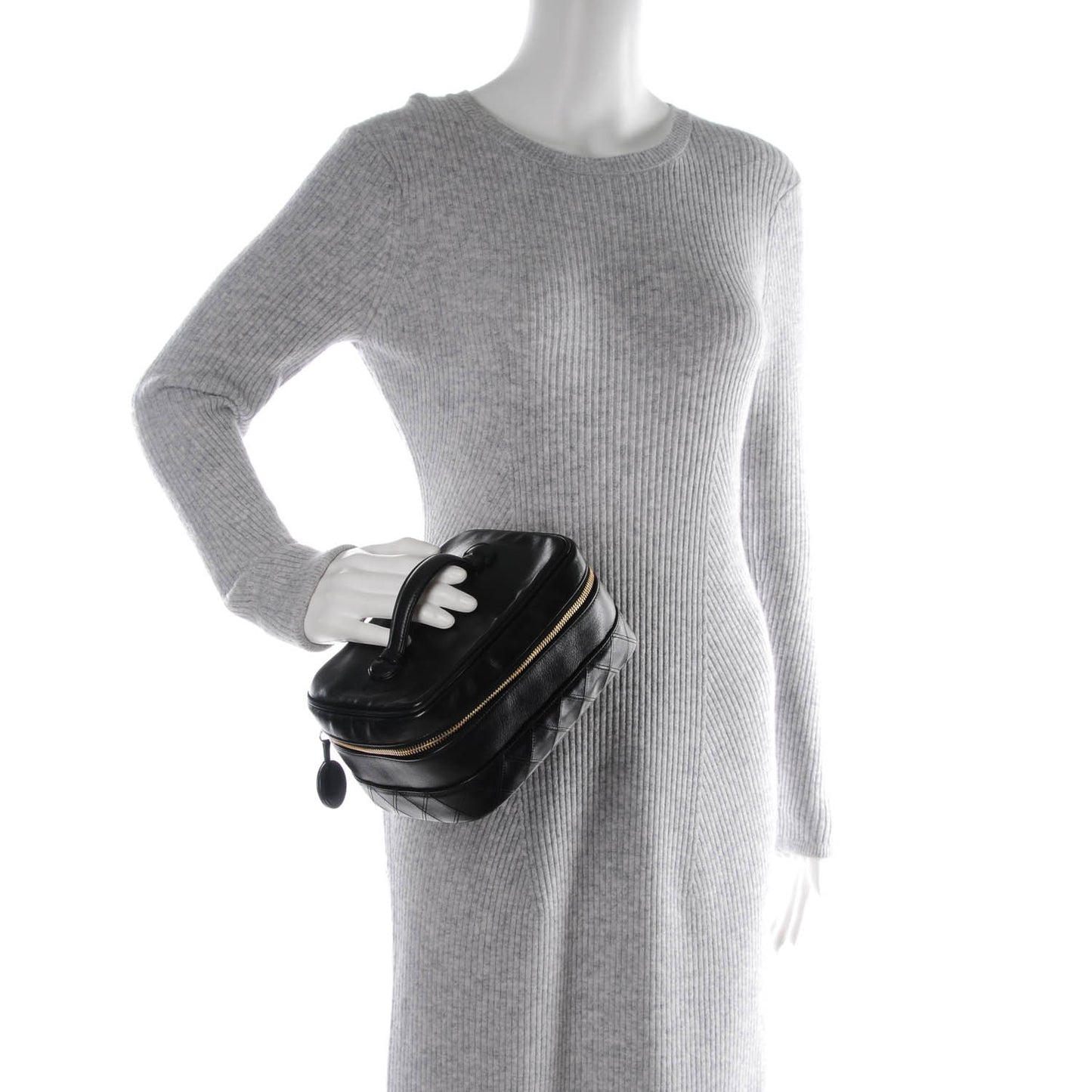 Lambskin Vanity Cosmetic Case Black
