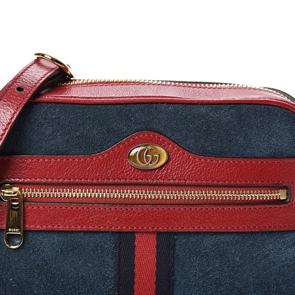 Gucci Suede Calfskin Web Mini Ophidia Shoulder Bag New Blue Romantic Cherry 7 of 9
