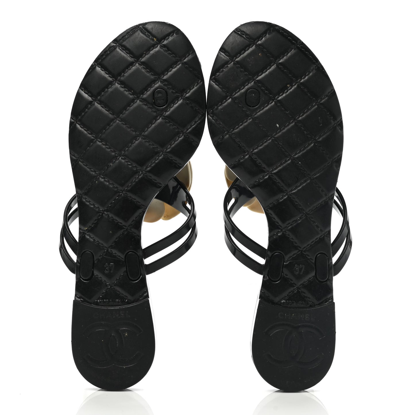 Jelly Camellia Thong Sandals 37 Black Ivory
