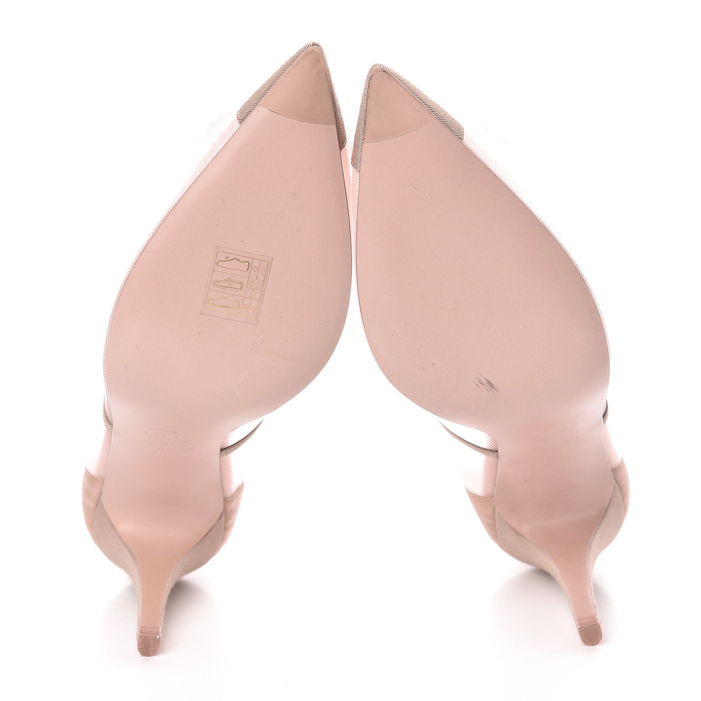 Mesh Grosgrain Camellia Pumps 38.5 Pink Beige