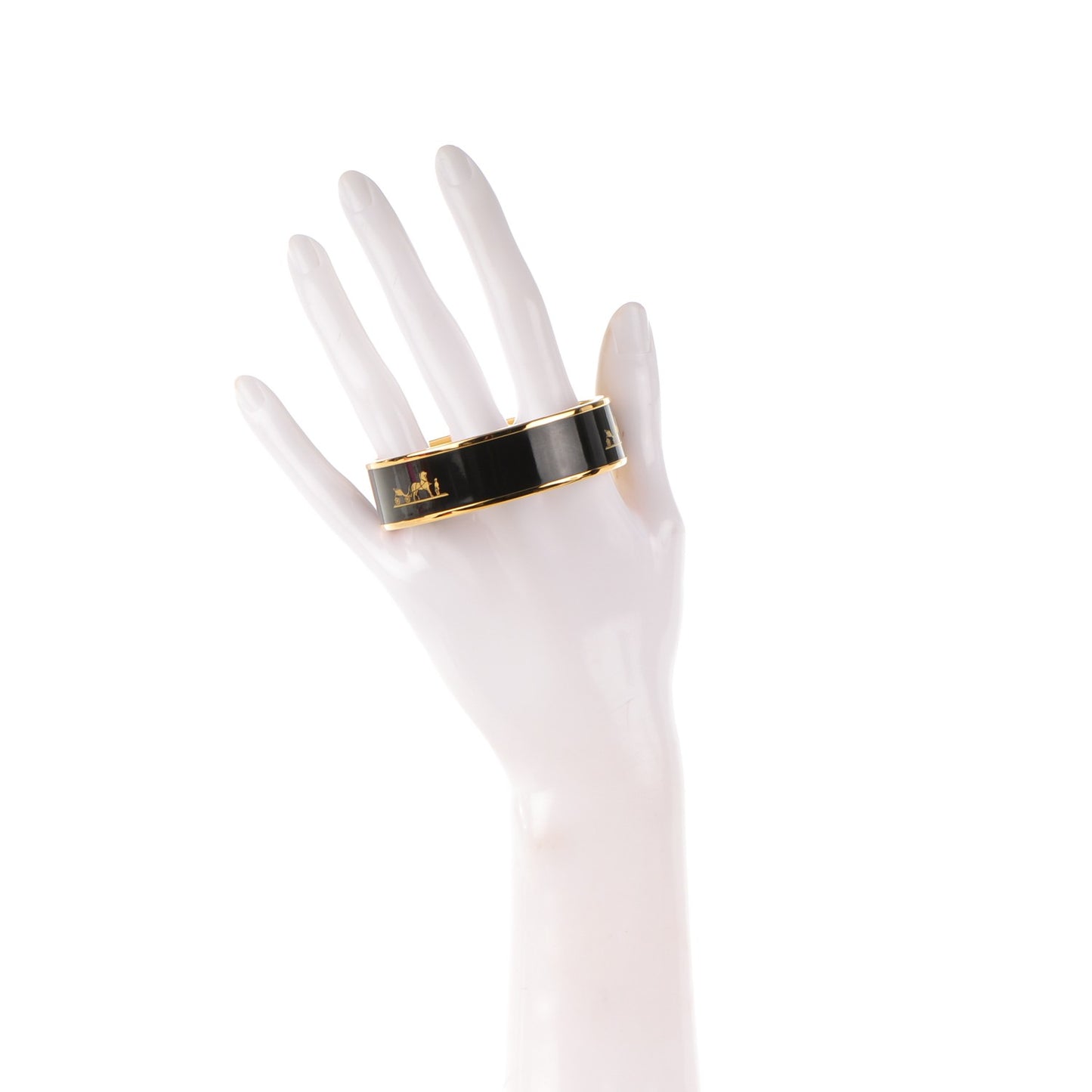 Enamel Printed Wide Caleche Bracelet 65 Black