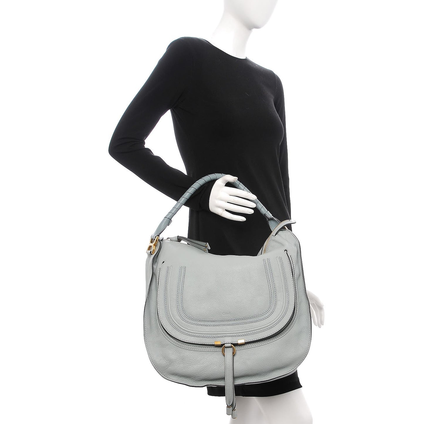 Calfskin Large Marcie Hobo Icy Blue