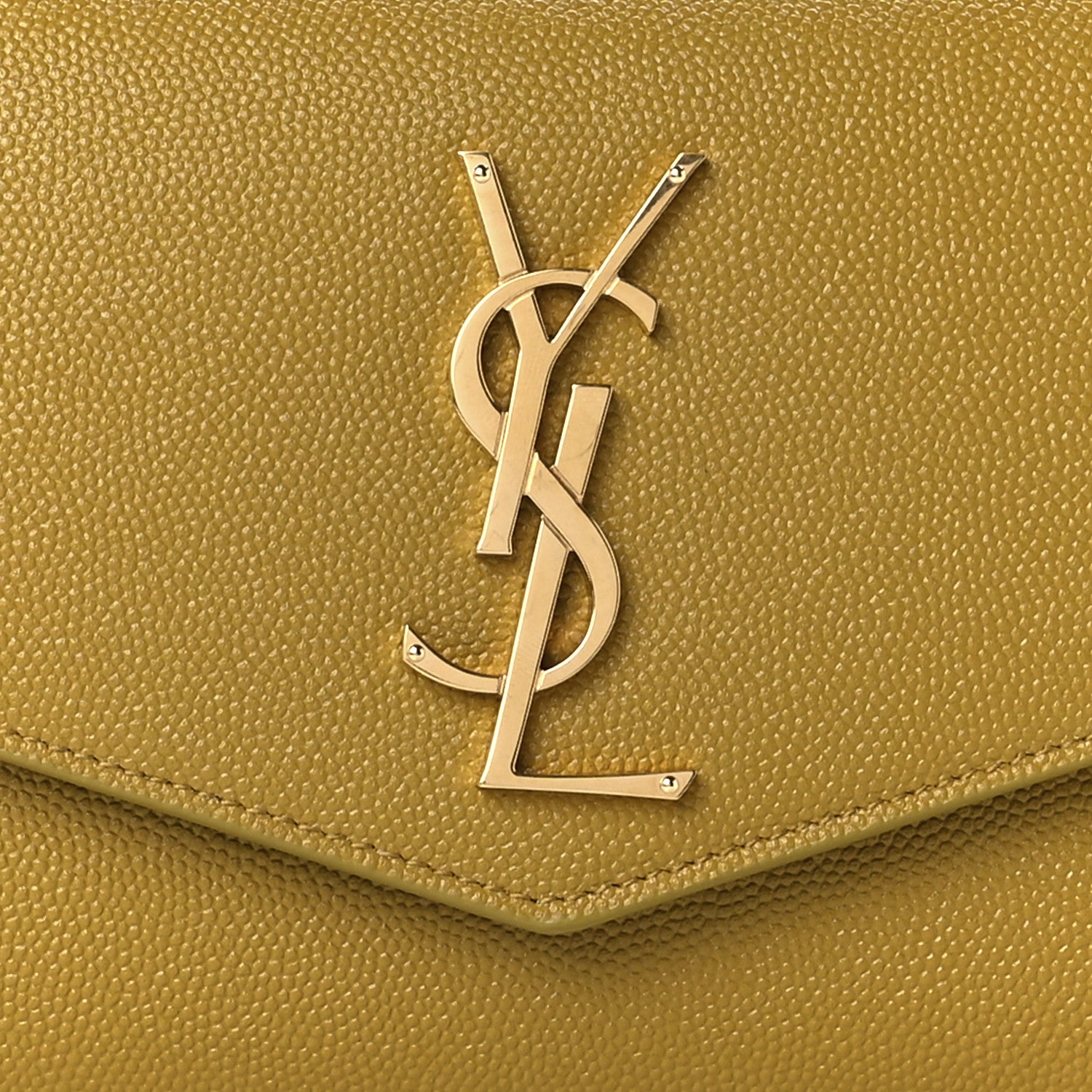 Saint Laurent Grain De Poudre Monogram Uptown Wallet Olive 9 of 12