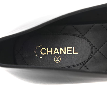 Chanel Lambskin Patent Calfskin Pearl Camellia Cap Toe Pumps 38.5 Black 7 of 16