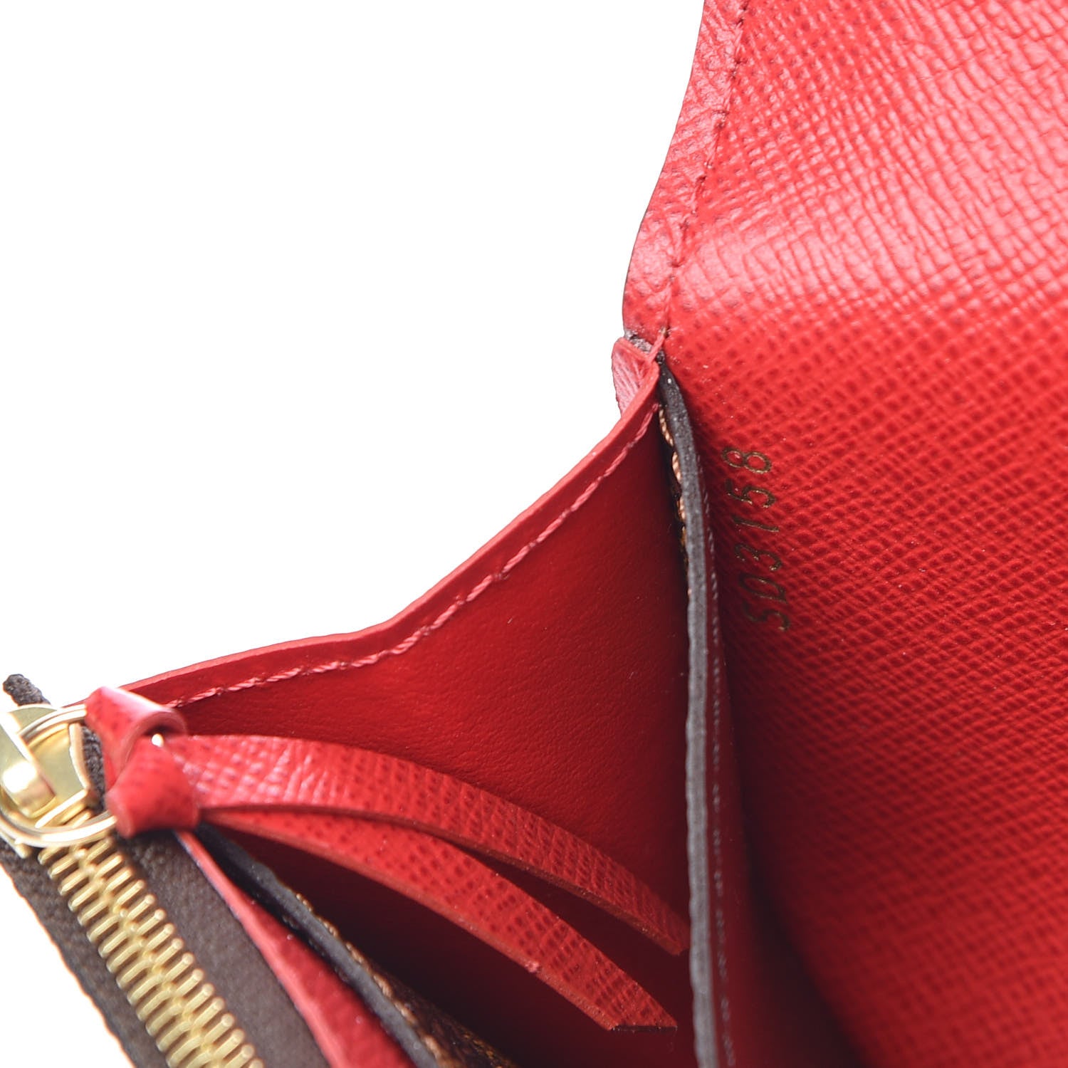 Louis Vuitton Damier Ebene Emilie Wallet Red 7 of 8