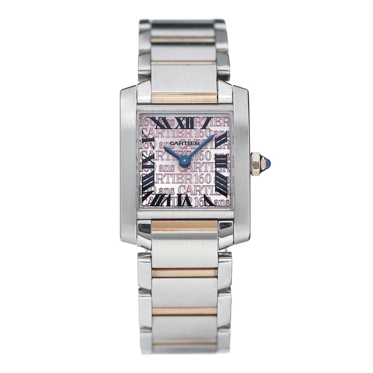 Stainless Steel 18K Pink Gold 20mm Tank Francaise 160th Anniversary Quartz Watch